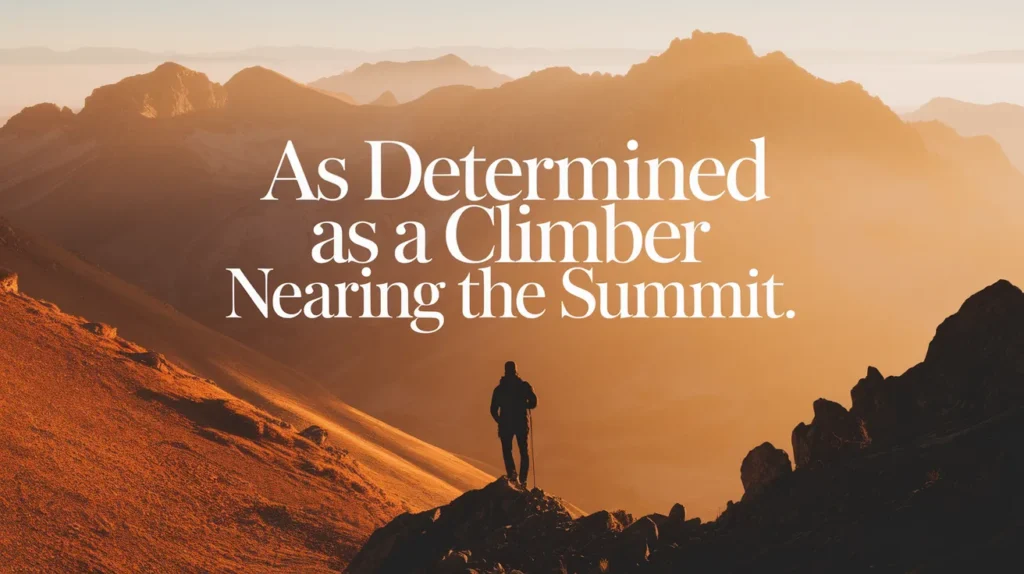 As determined as a climber nearing the summit
