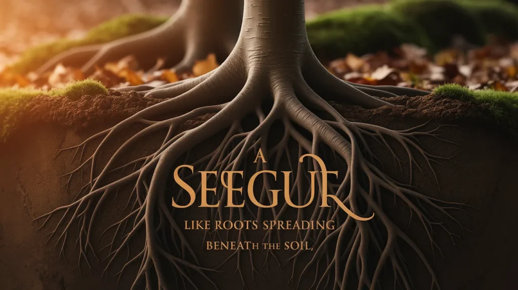 A segue like roots spreading beneath the soil