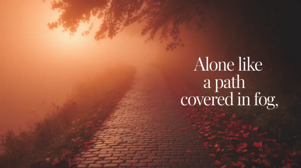 Alone like a path covered in fog