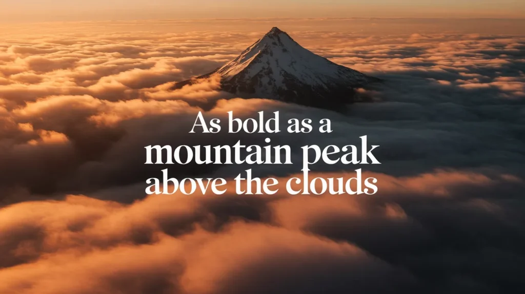 As bold as a mountain peak above the clouds