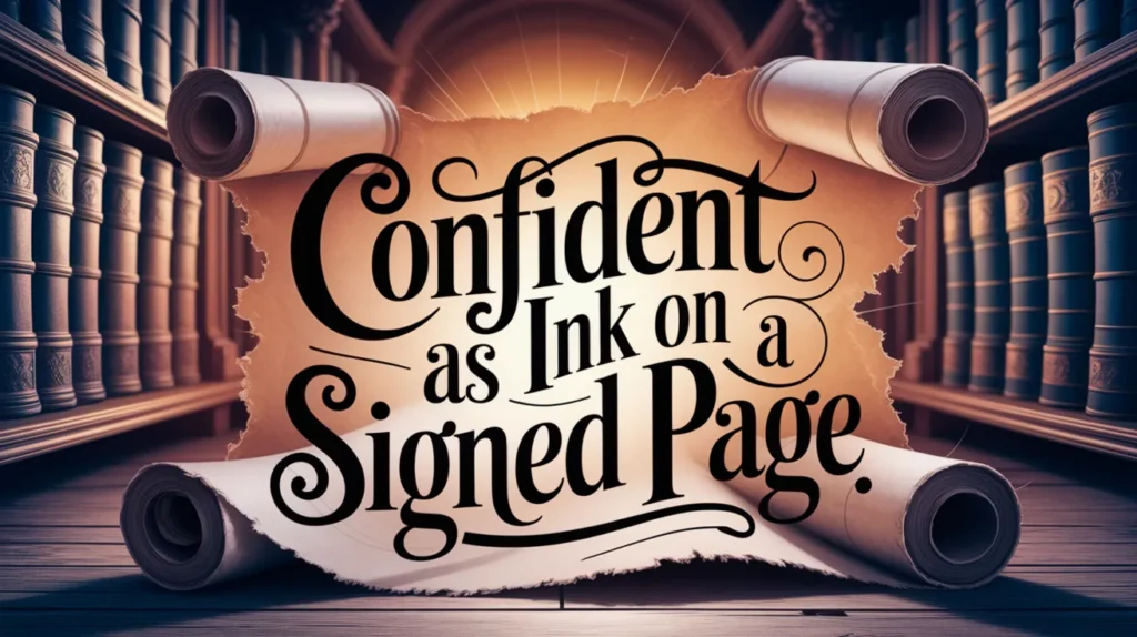 Confident as ink on a signed page
