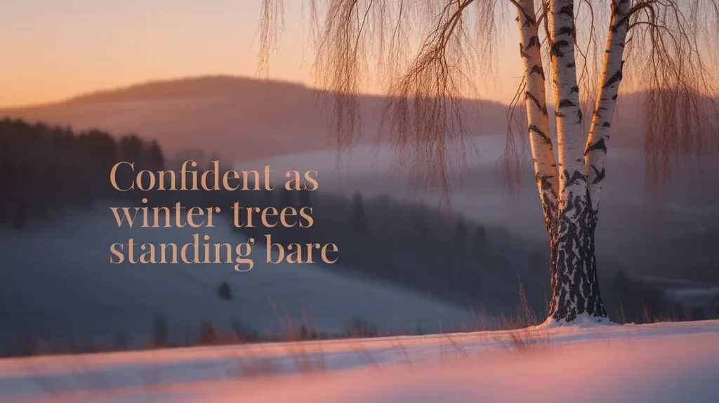 Confident as winter trees standing bare