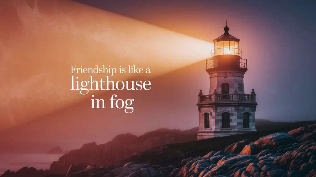 Friendship is like a lighthouse in fog