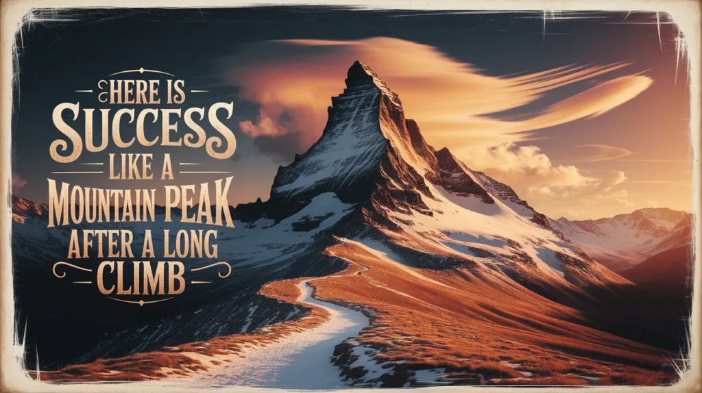 Here is success like a mountain peak after a long climb