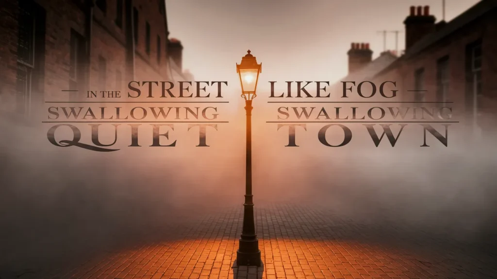 In the street like fog swallowing a quiet town