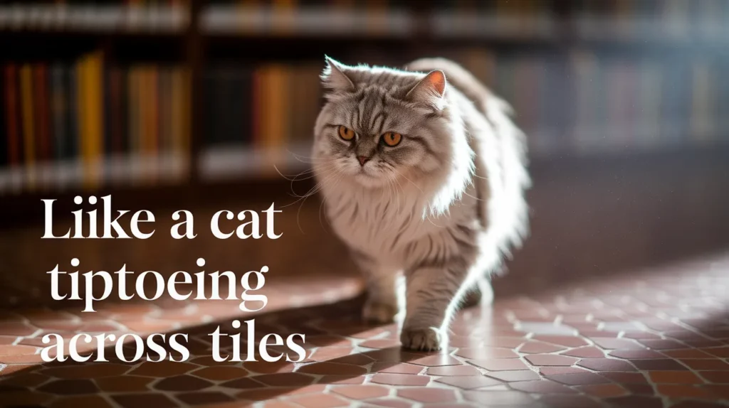 Like a cat tiptoeing across tiles