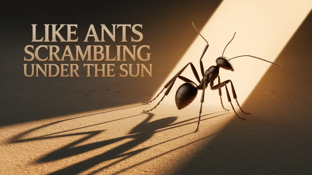 Like ants scrambling under the sun