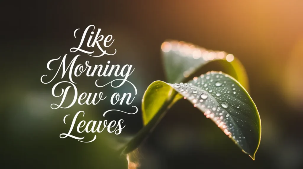 Like morning dew on leaves