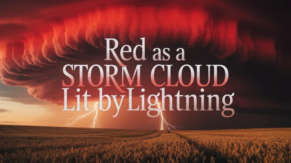Red as a storm cloud lit by lightning