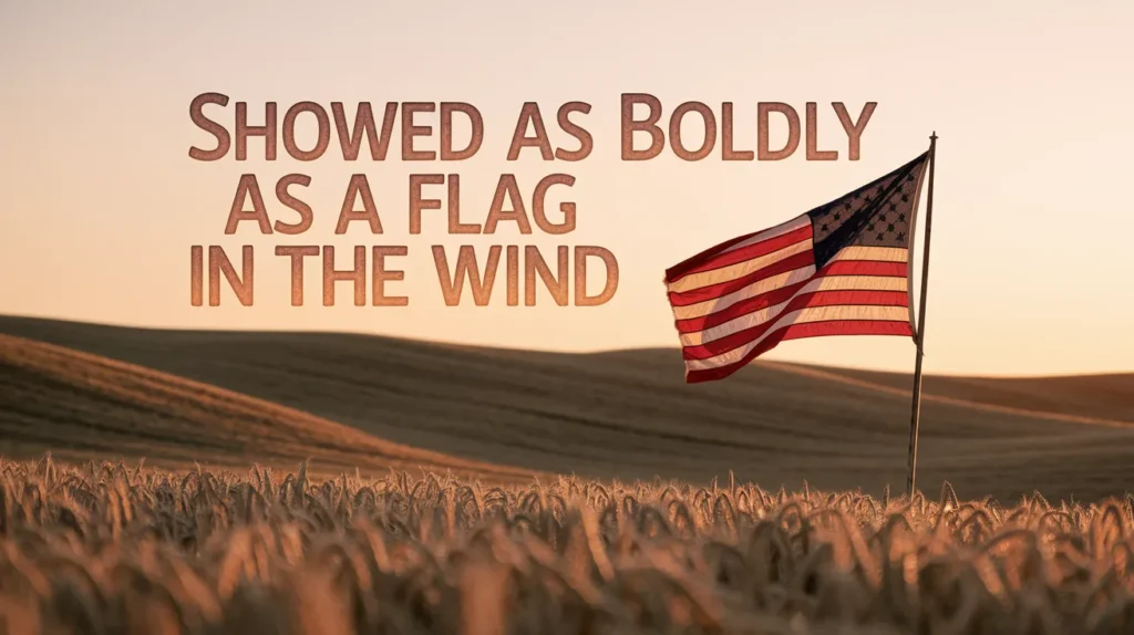 Showed as boldly as a flag in the wind