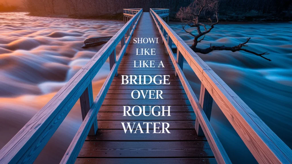Shown like a bridge over rough water