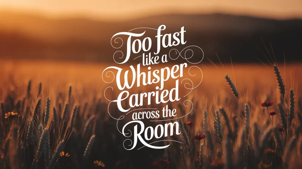 Too fast like a whisper carried across the room