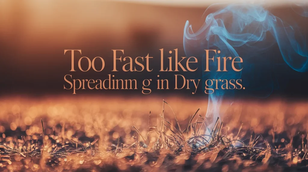 Too fast like fire spreading in dry grass