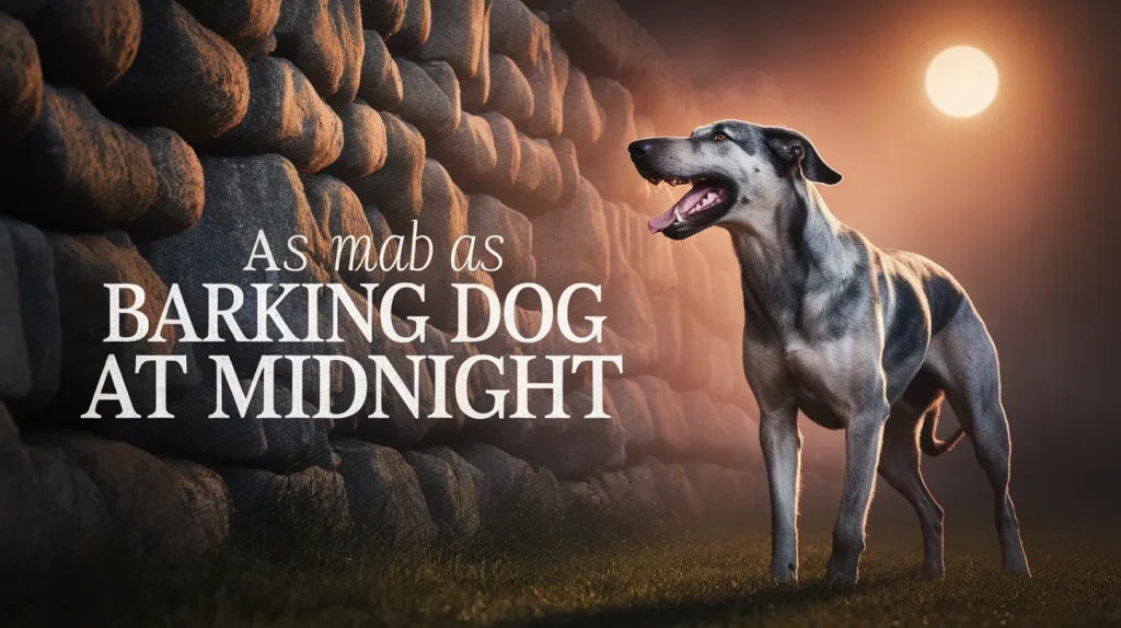 As mad as a barking dog at midnight