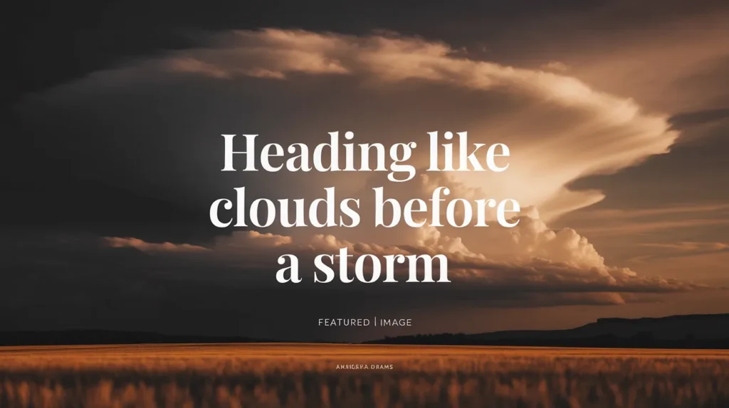 Heading like clouds before a storm