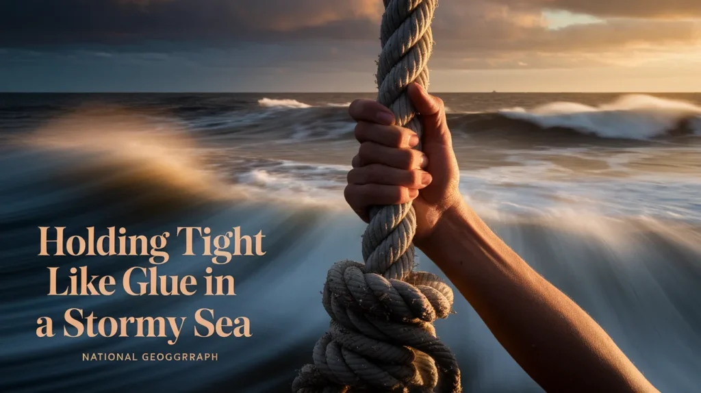 Holding tight like glue in a stormy sea