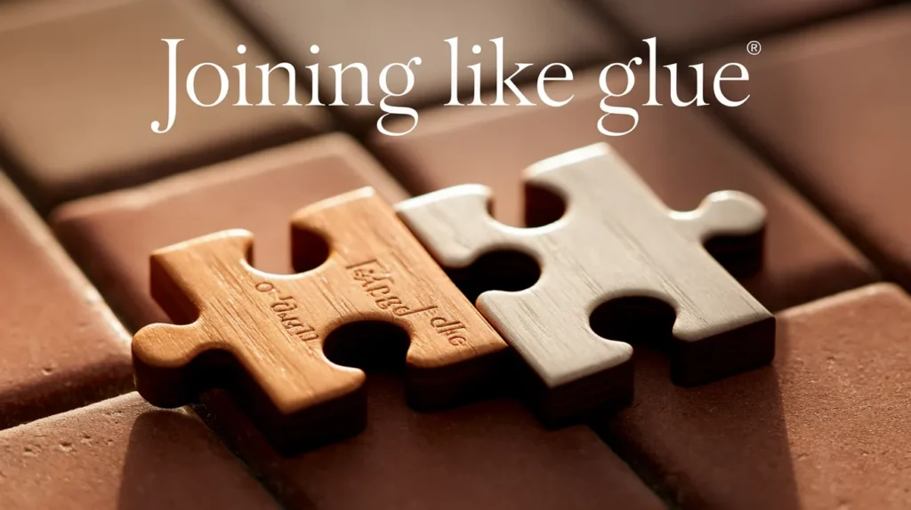 Joining like glue on puzzle pieces