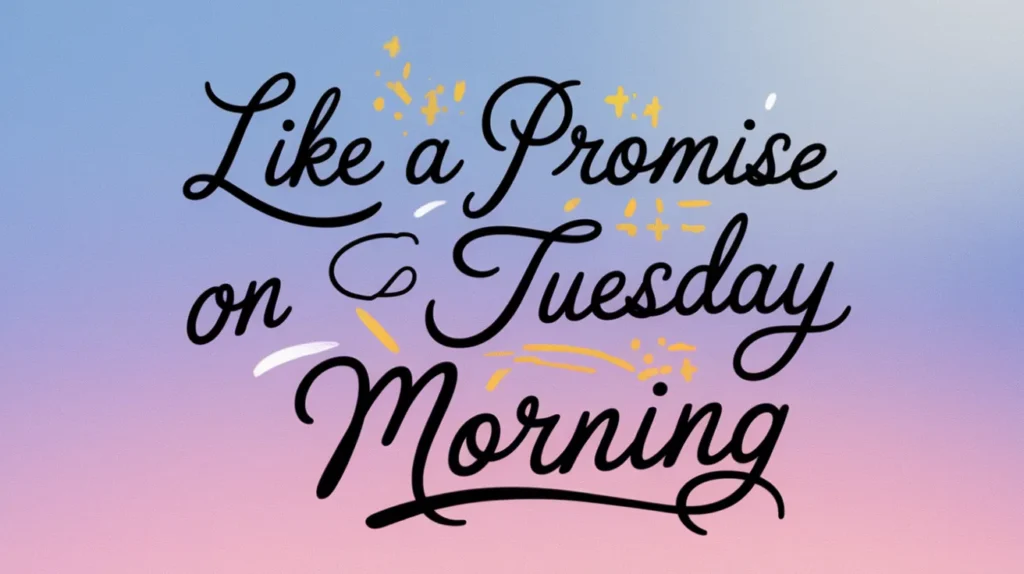 Like a promise on Tuesday morning