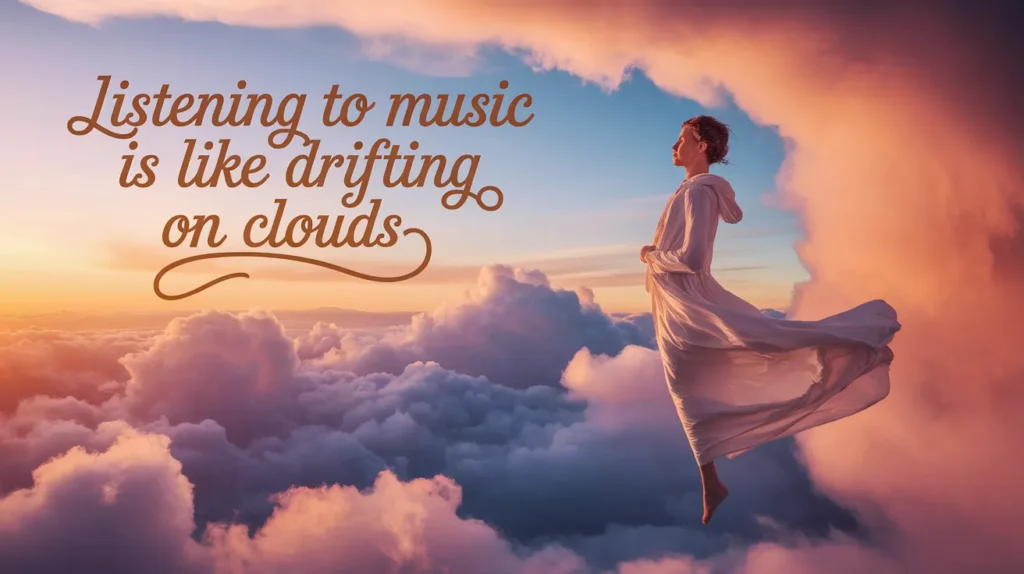Listening to music is like drifting on clouds