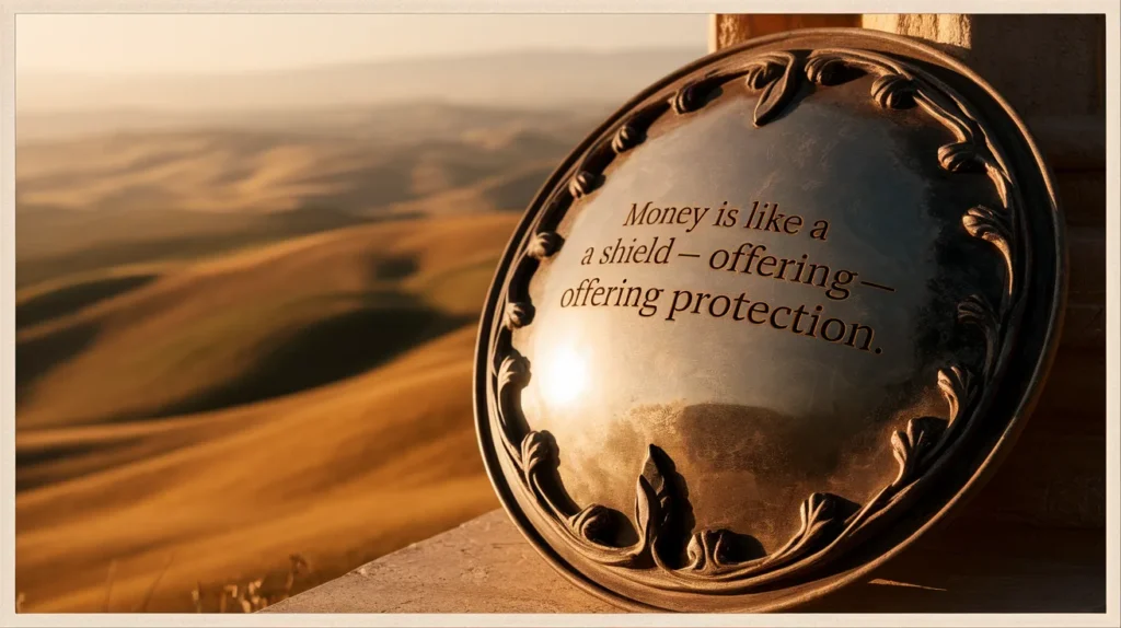 Money is like a shield — offering protection.