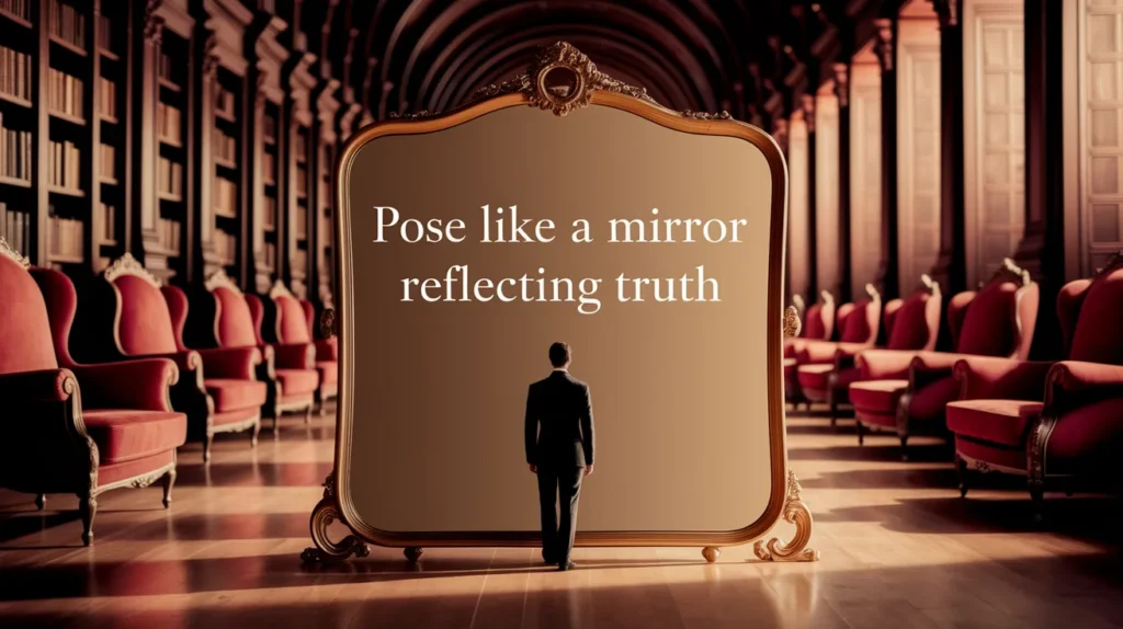 Pose like a mirror reflecting truth