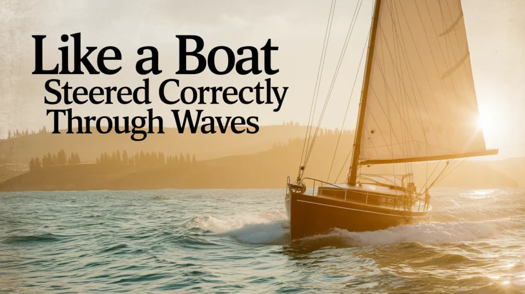 Like a boat steered correctly through waves