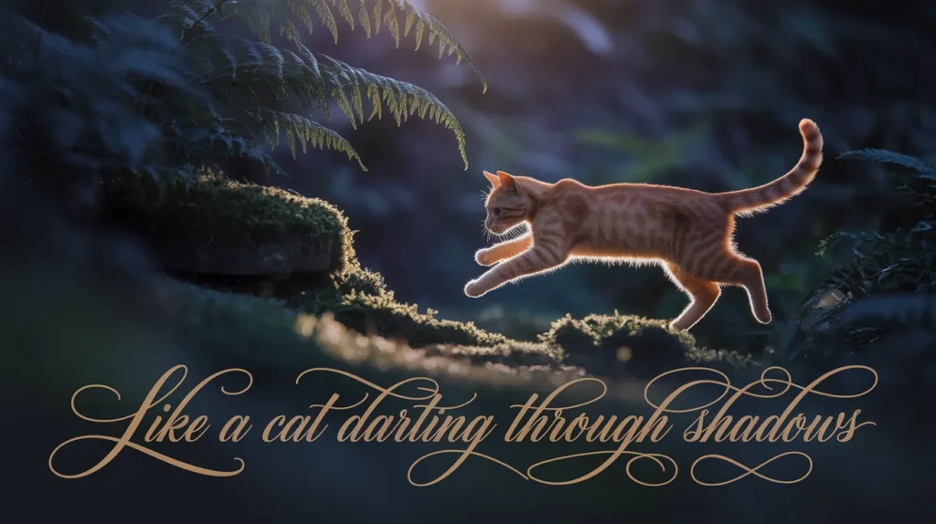 Like a cat darting through shadows