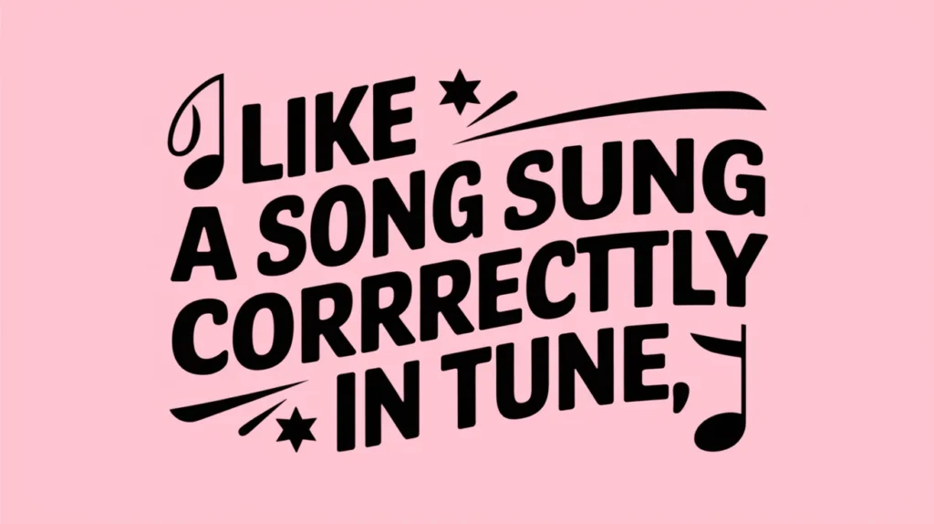 Like a song sung correctly in tune