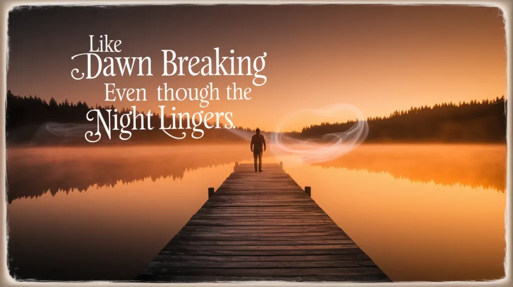 Like dawn breaking even though the night lingers