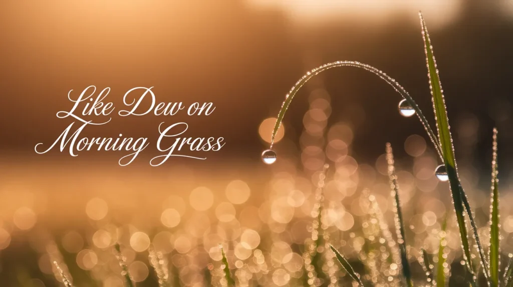 Like dew on morning grass