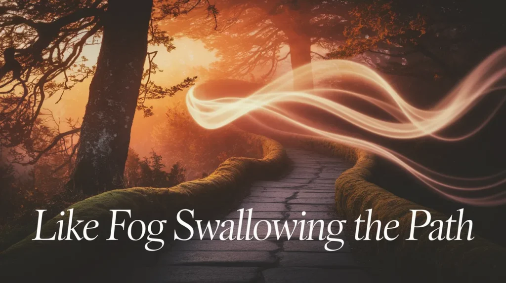  Like fog swallowing the path