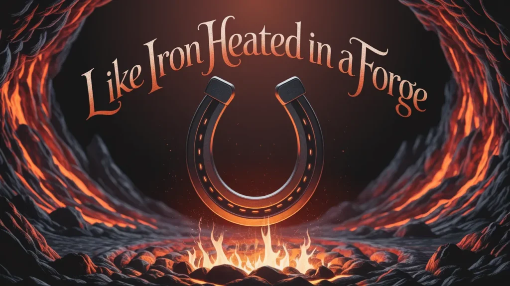 Like iron heated in a forge