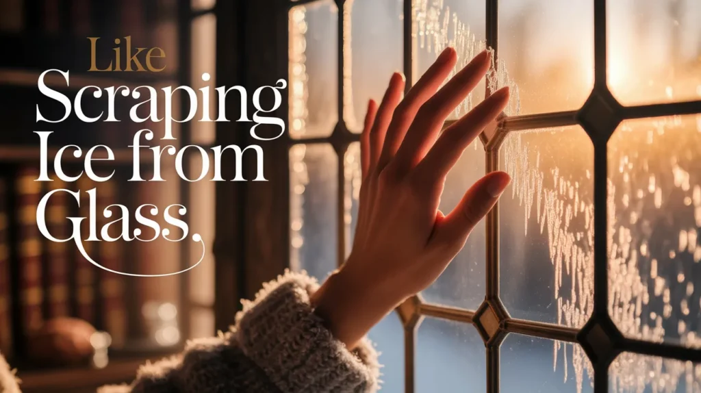 Like scraping ice from glass