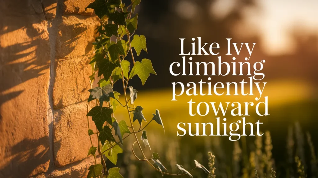 Like ivy climbing patiently toward sunlight
