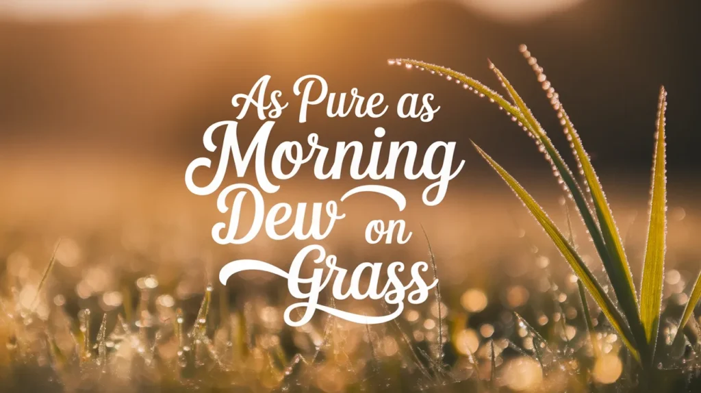 As pure as morning dew on grass