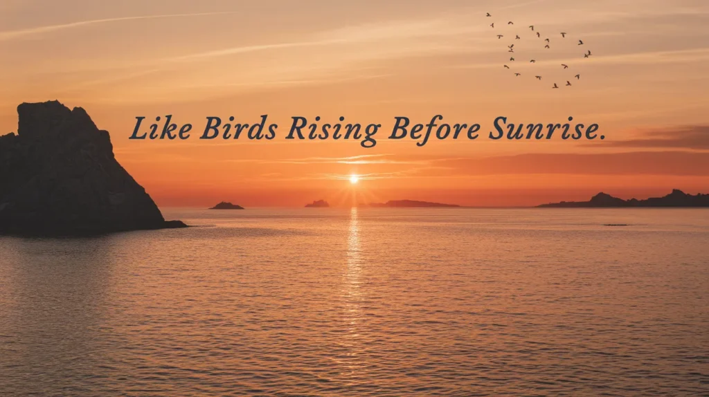 Like birds rising before sunrise