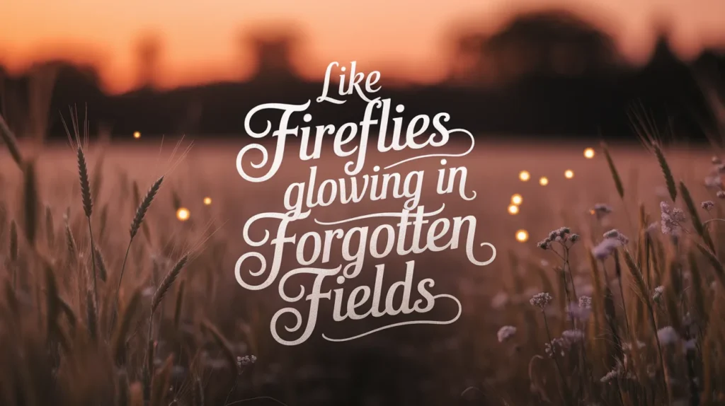 Like fireflies glowing in forgotten fields