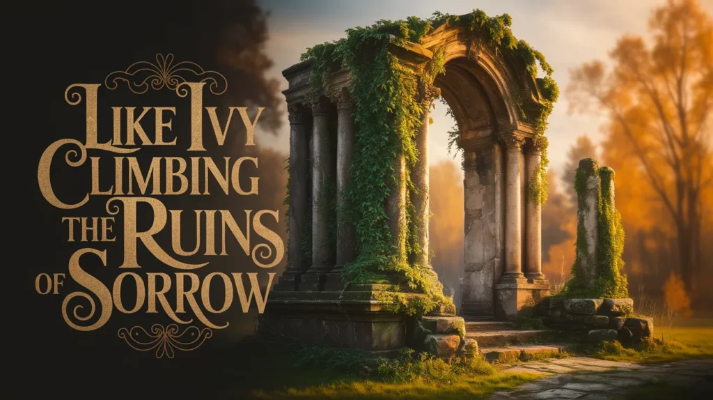 Like ivy climbing the ruins of sorrow